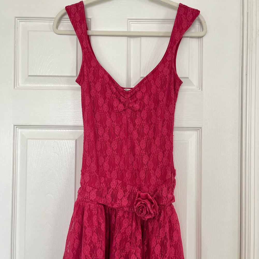 Kimchi Blue Vibrant Pink Lace Top